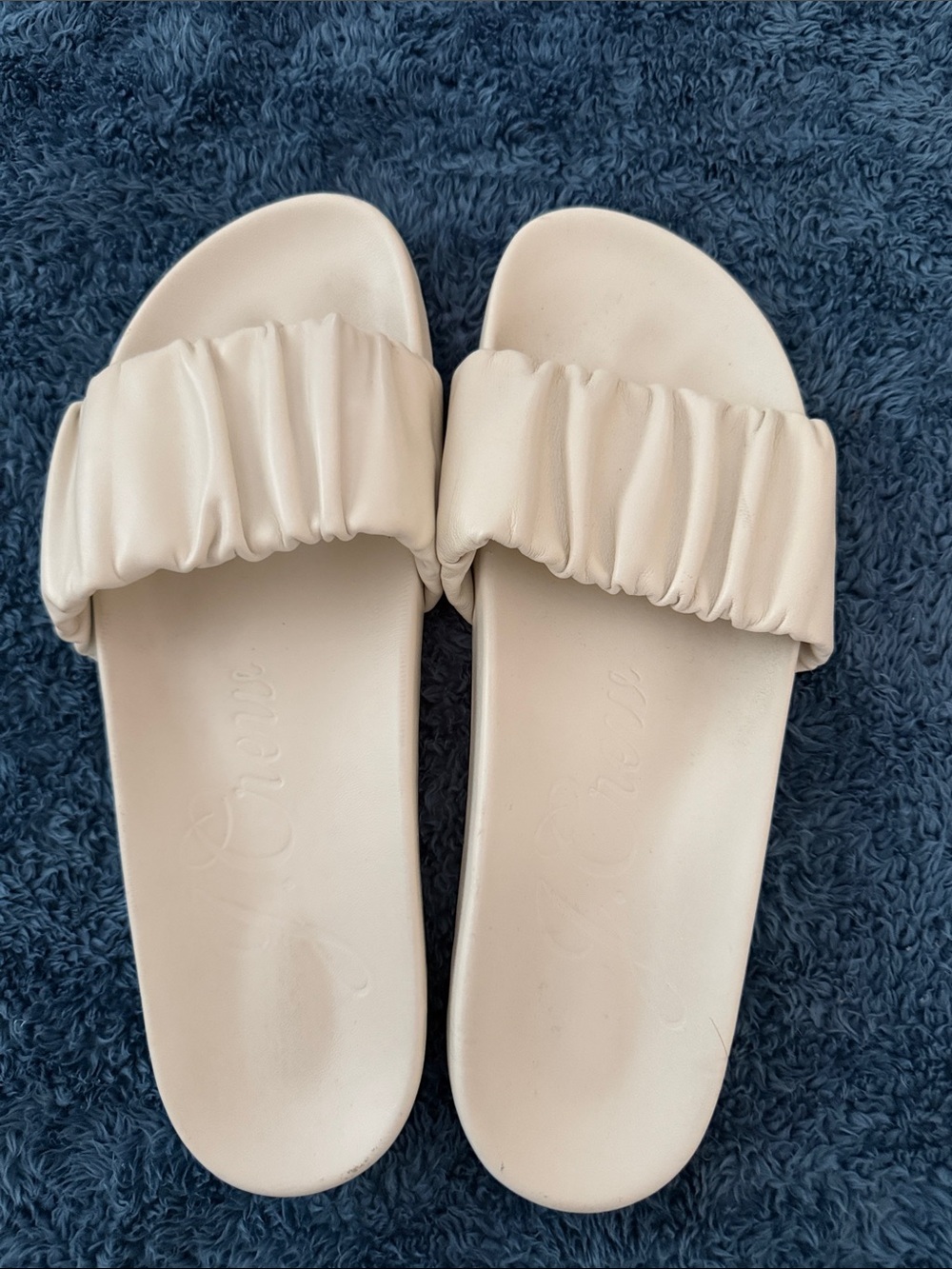 J. Crew White Ruched Slide Sandals 11